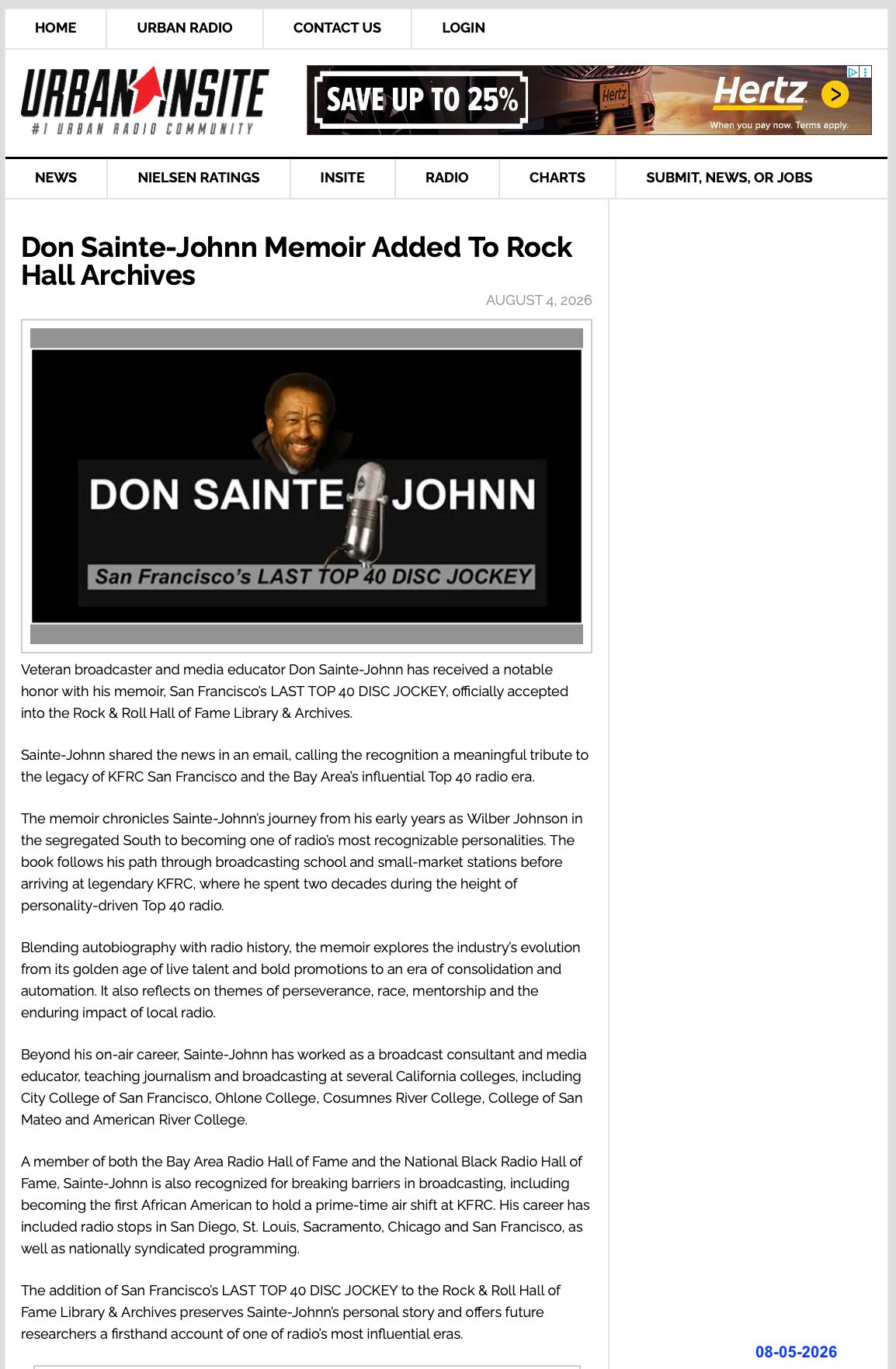 Rock & Roll HOF honors – San Francisco's Last Top 40 Disc Jockey